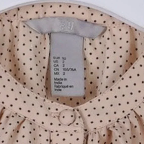 H & M Women's Long Sleeve Polka Dot Blouse In Pink Size 2 - Picture 5 of 5